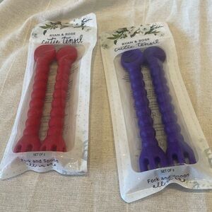 Ryan & Rose‎ Cutie Tensil Utensils and Teethers Red And Grape, 2 Sets